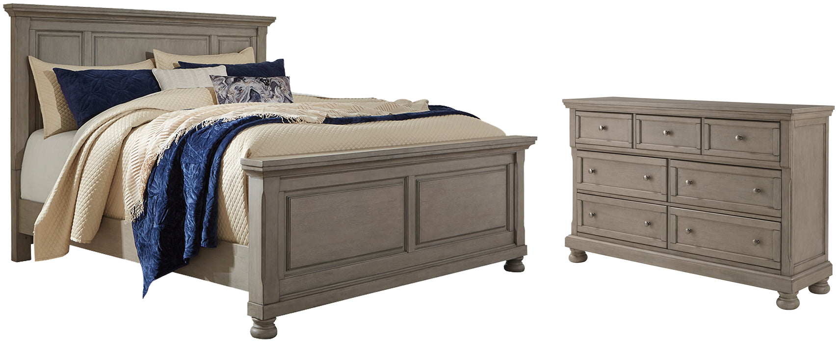 Lettner California King Panel Bed with Dresser Factory Furniture Mattress & More - Online or In-Store at our Phillipsburg Location Serving Dayton, Eaton, and Greenville. Shop Now.