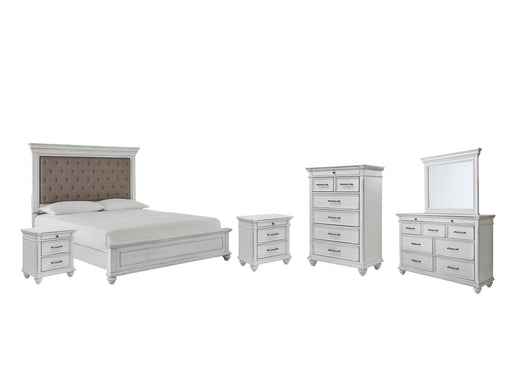 Kanwyn Queen Panel Bed with Mirrored Dresser, Chest and 2 Nightstands Factory Furniture Mattress & More - Online or In-Store at our Phillipsburg Location Serving Dayton, Eaton, and Greenville. Shop Now.