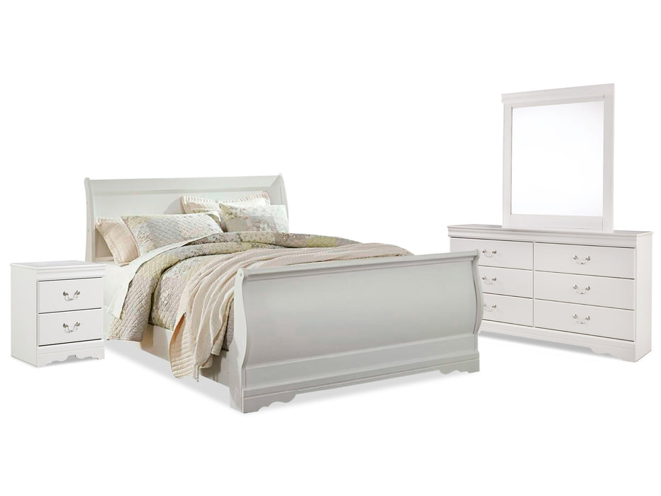 Anarasia Queen Sleigh Bed with Mirrored Dresser and Nightstand Factory Furniture Mattress & More - Online or In-Store at our Phillipsburg Location Serving Dayton, Eaton, and Greenville. Shop Now.