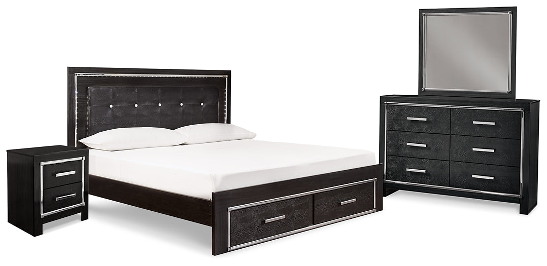 Kaydell King Upholstered Panel Bed with Mirrored Dresser and Nightstand Factory Furniture Mattress & More - Online or In-Store at our Phillipsburg Location Serving Dayton, Eaton, and Greenville. Shop Now.