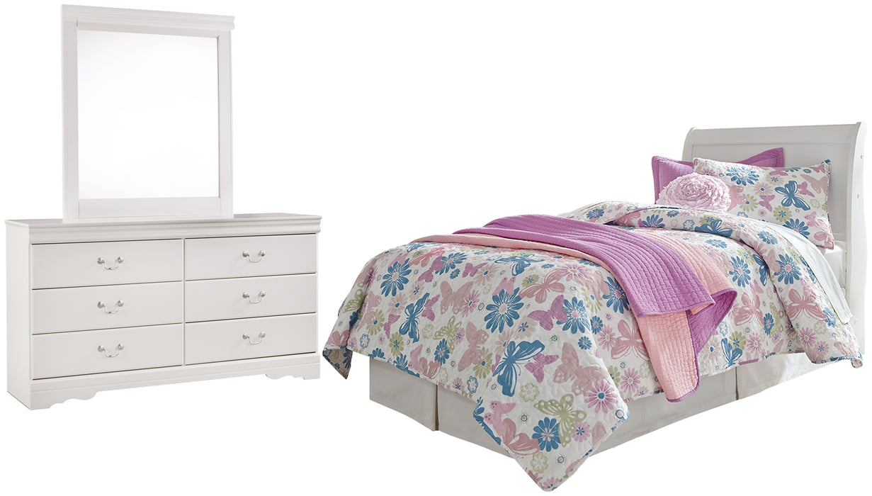 Anarasia Twin Sleigh Headboard with Mirrored Dresser Factory Furniture Mattress & More - Online or In-Store at our Phillipsburg Location Serving Dayton, Eaton, and Greenville. Shop Now.