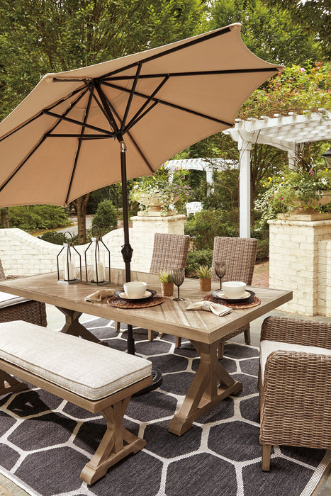 Beachcroft Outdoor Dining Table and 4 Chairs and Bench Factory Furniture Mattress & More - Online or In-Store at our Phillipsburg Location Serving Dayton, Eaton, and Greenville. Shop Now.
