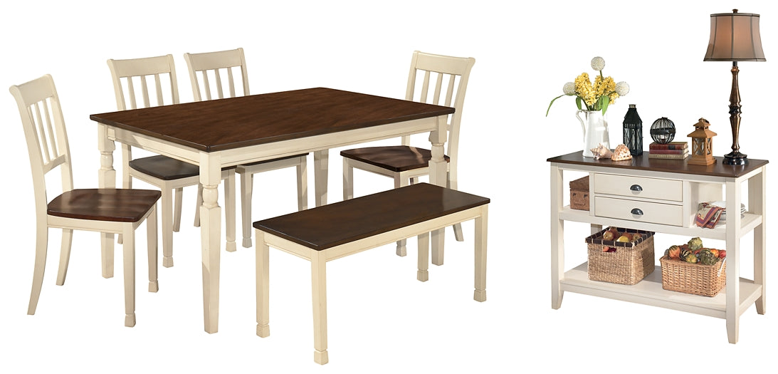 Whitesburg Dining Table and 4 Chairs and Bench with Storage Factory Furniture Mattress & More - Online or In-Store at our Phillipsburg Location Serving Dayton, Eaton, and Greenville. Shop Now.