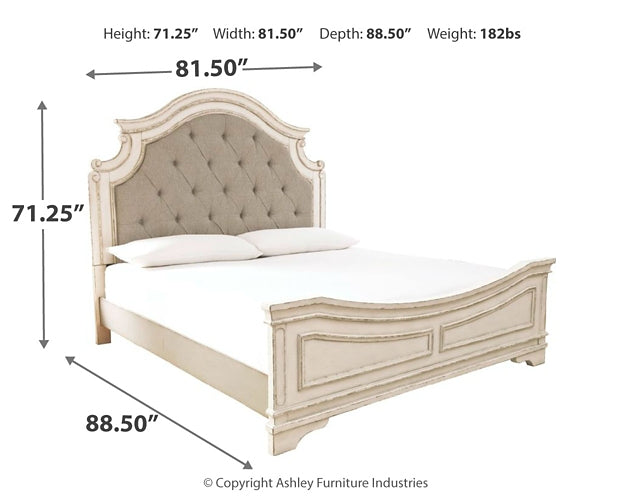 Realyn Queen Upholstered Panel Bed with Mirrored Dresser Factory Furniture Mattress & More - Online or In-Store at our Phillipsburg Location Serving Dayton, Eaton, and Greenville. Shop Now.