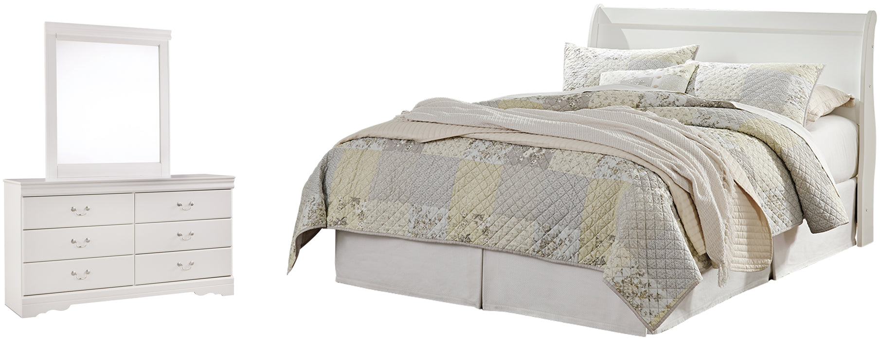 Anarasia Queen Sleigh Headboard with Mirrored Dresser Factory Furniture Mattress & More - Online or In-Store at our Phillipsburg Location Serving Dayton, Eaton, and Greenville. Shop Now.