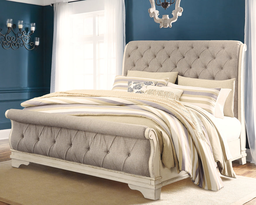 Realyn California King Sleigh Bed with Mirrored Dresser and Chest Factory Furniture Mattress & More - Online or In-Store at our Phillipsburg Location Serving Dayton, Eaton, and Greenville. Shop Now.