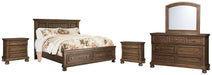 Flynnter Queen Panel Bed with 2 Storage Drawers with Mirrored Dresser and 2 Nightstands Factory Furniture Mattress & More - Online or In-Store at our Phillipsburg Location Serving Dayton, Eaton, and Greenville. Shop Now.