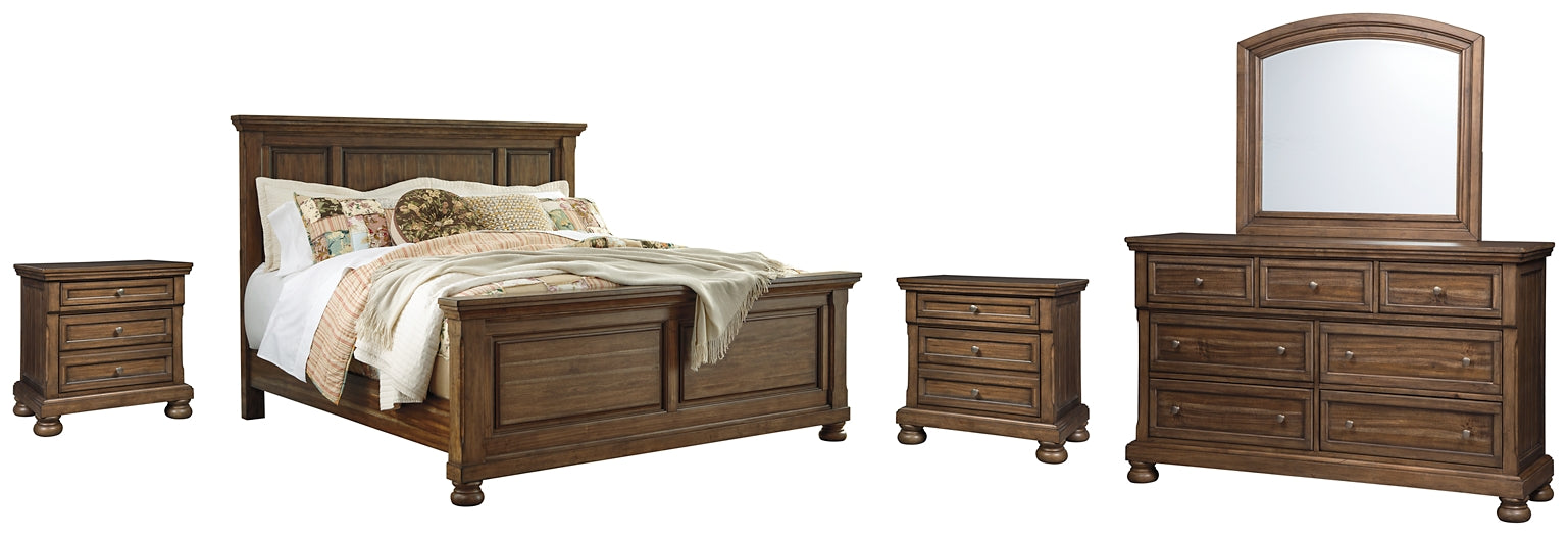 Flynnter Queen Panel Bed with Mirrored Dresser and 2 Nightstands Factory Furniture Mattress & More - Online or In-Store at our Phillipsburg Location Serving Dayton, Eaton, and Greenville. Shop Now.