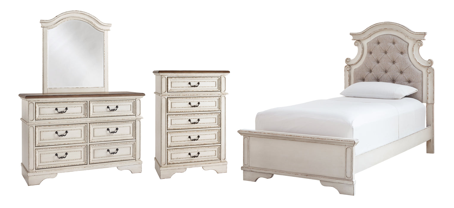 Realyn Twin Panel Bed with Mirrored Dresser and Chest Factory Furniture Mattress & More - Online or In-Store at our Phillipsburg Location Serving Dayton, Eaton, and Greenville. Shop Now.