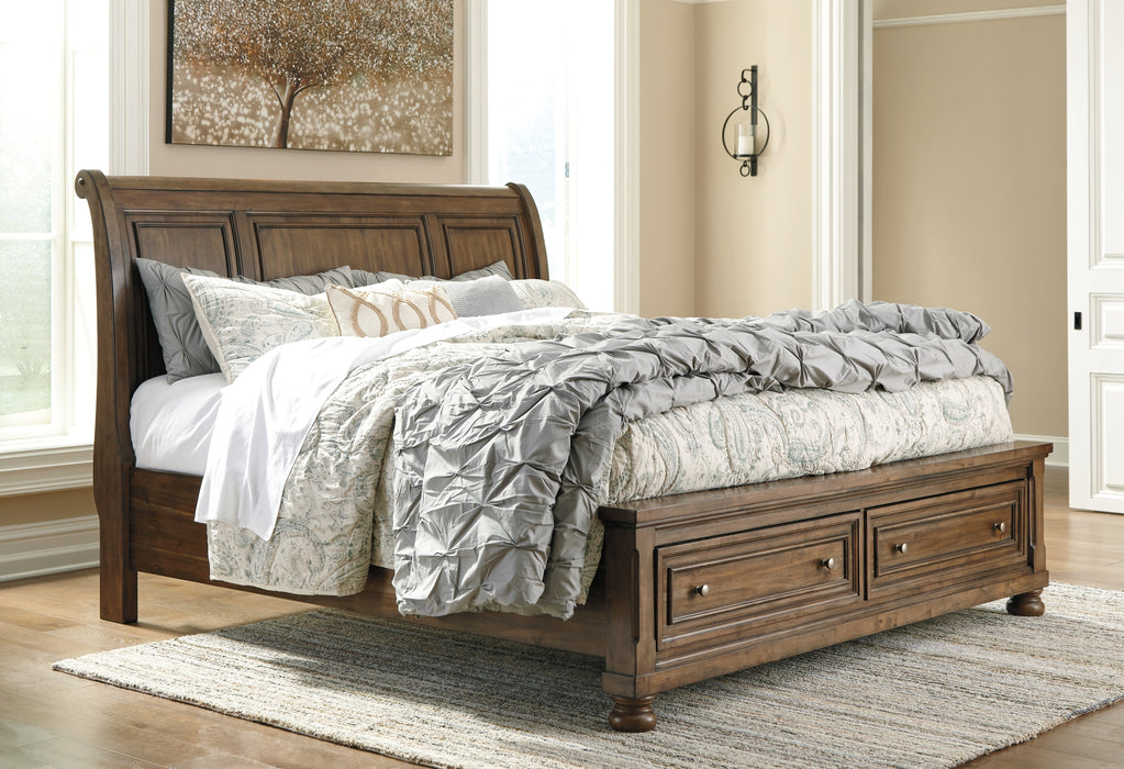 Flynnter Queen Sleigh Bed with 2 Storage Drawers with Mirrored Dresser and 2 Nightstands Factory Furniture Mattress & More - Online or In-Store at our Phillipsburg Location Serving Dayton, Eaton, and Greenville. Shop Now.