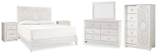 Paxberry King Panel Bed with Mirrored Dresser, Chest and 2 Nightstands Factory Furniture Mattress & More - Online or In-Store at our Phillipsburg Location Serving Dayton, Eaton, and Greenville. Shop Now.