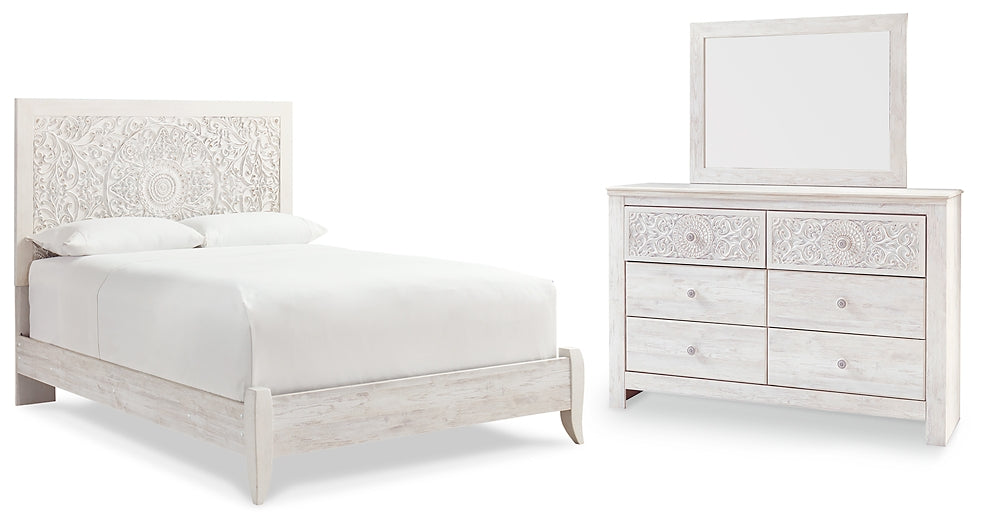 Paxberry Queen Panel Bed with Mirrored Dresser Factory Furniture Mattress & More - Online or In-Store at our Phillipsburg Location Serving Dayton, Eaton, and Greenville. Shop Now.