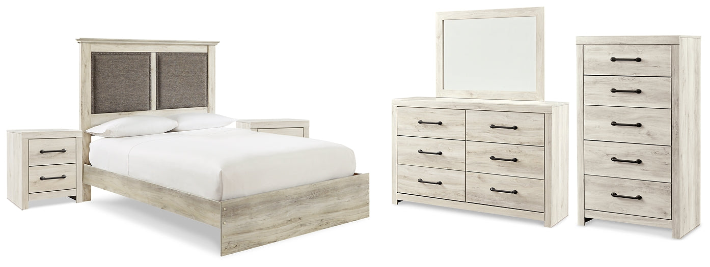 Cambeck Queen Upholstered Panel Bed with Mirrored Dresser, Chest and 2 Nightstands Factory Furniture Mattress & More - Online or In-Store at our Phillipsburg Location Serving Dayton, Eaton, and Greenville. Shop Now.