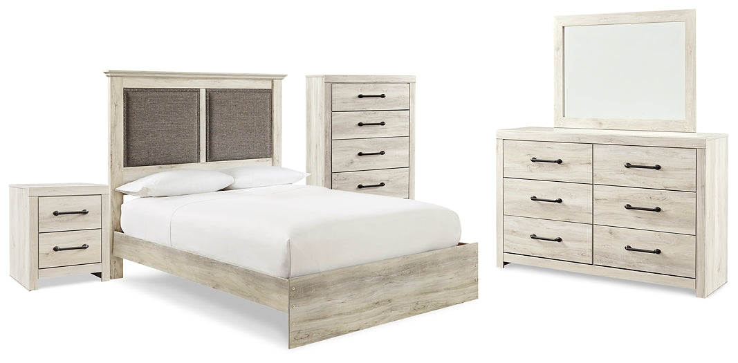 Cambeck King Upholstered Panel Bed with Mirrored Dresser, Chest and Nightstand Factory Furniture Mattress & More - Online or In-Store at our Phillipsburg Location Serving Dayton, Eaton, and Greenville. Shop Now.