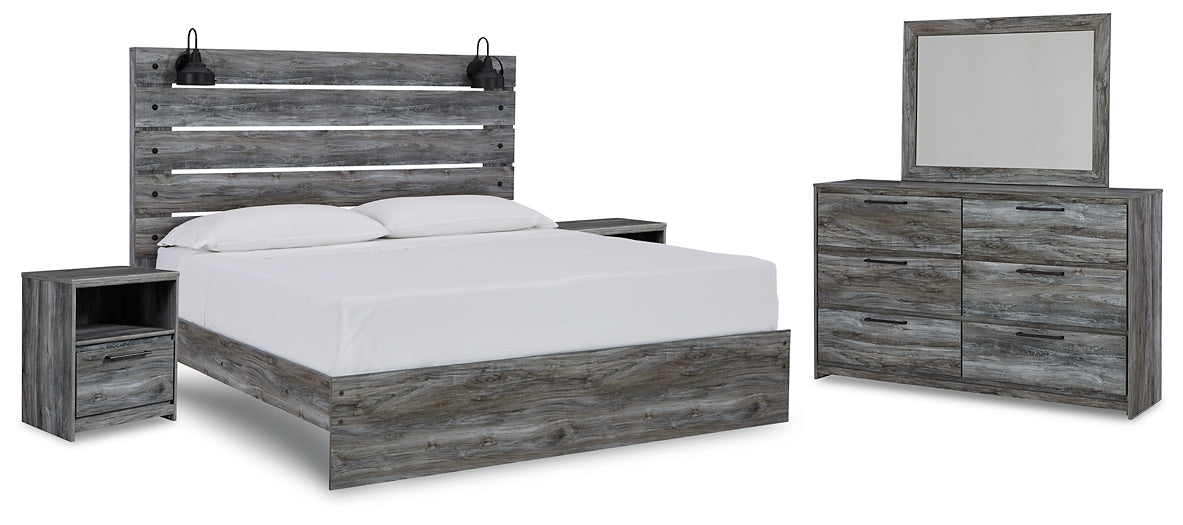 Baystorm King Panel Bed with Mirrored Dresser and 2 Nightstands Factory Furniture Mattress & More - Online or In-Store at our Phillipsburg Location Serving Dayton, Eaton, and Greenville. Shop Now.