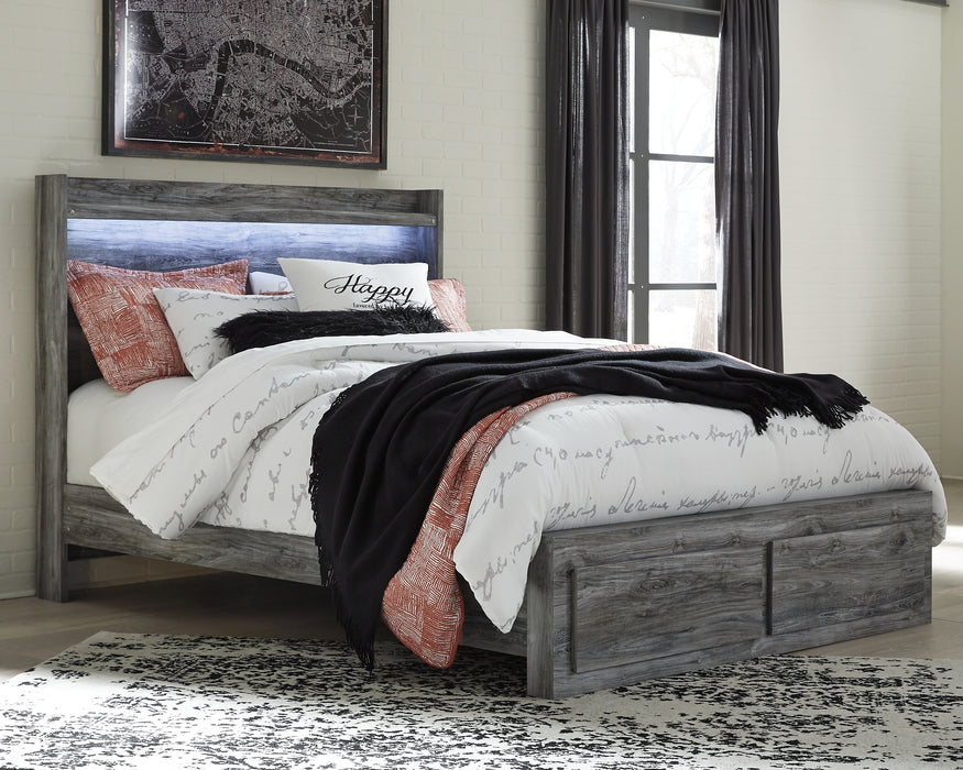 Baystorm Queen Panel Bed with 2 Storage Drawers with Mirrored Dresser and Nightstand Factory Furniture Mattress & More - Online or In-Store at our Phillipsburg Location Serving Dayton, Eaton, and Greenville. Shop Now.