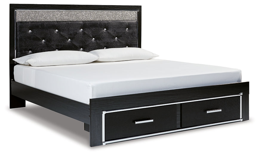 Kaydell King Upholstered Panel Storage Platform Bed with Mirrored Dresser and 2 Nightstands Factory Furniture Mattress & More - Online or In-Store at our Phillipsburg Location Serving Dayton, Eaton, and Greenville. Shop Now.