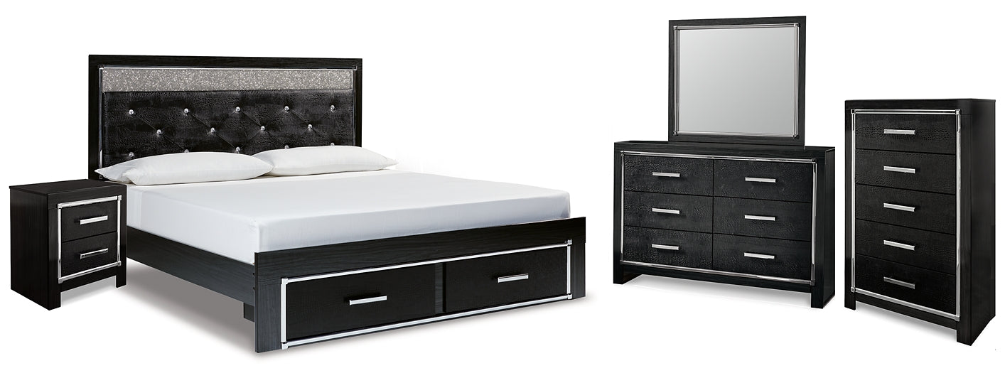 Kaydell King Upholstered Panel Storage Bed with Mirrored Dresser, Chest and Nightstand Factory Furniture Mattress & More - Online or In-Store at our Phillipsburg Location Serving Dayton, Eaton, and Greenville. Shop Now.