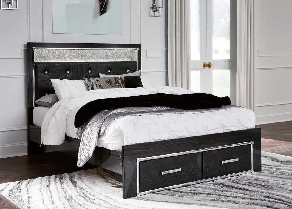 Kaydell Queen Upholstered Panel Storage Bed with Mirrored Dresser, Chest and Nightstand Factory Furniture Mattress & More - Online or In-Store at our Phillipsburg Location Serving Dayton, Eaton, and Greenville. Shop Now.