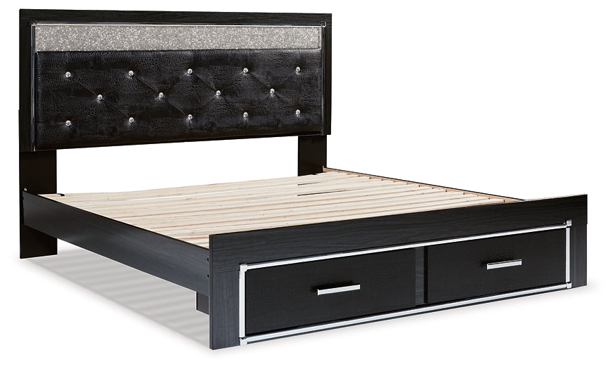 Kaydell King Upholstered Panel Storage Platform Bed with Mirrored Dresser and Chest Factory Furniture Mattress & More - Online or In-Store at our Phillipsburg Location Serving Dayton, Eaton, and Greenville. Shop Now.