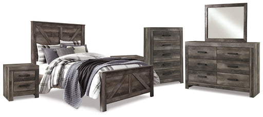 Wynnlow Queen Crossbuck Panel Bed with Mirrored Dresser, Chest and 2 Nightstands Factory Furniture Mattress & More - Online or In-Store at our Phillipsburg Location Serving Dayton, Eaton, and Greenville. Shop Now.