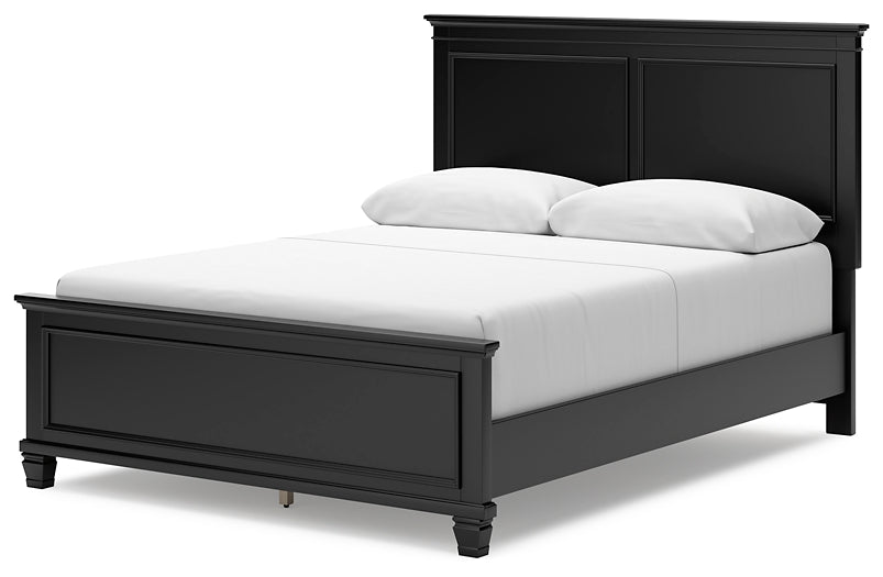 Lanolee Queen Panel Bed with Mirrored Dresser and Nightstand