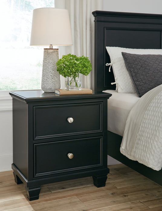 Lanolee King Panel Bed with Mirrored Dresser, Chest and Nightstand