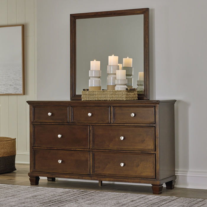 Danabrin Queen Panel Bed with Mirrored Dresser and 2 Nightstands