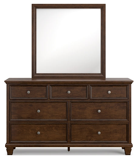 Danabrin Queen Panel Bed with Mirrored Dresser and Nightstand