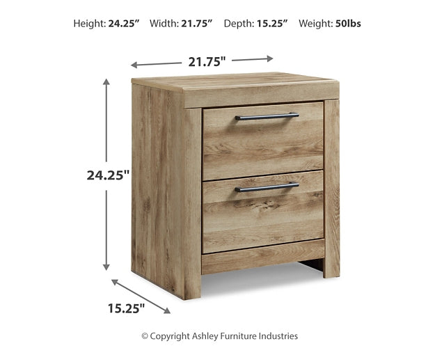 Hyanna Full Panel Storage Bed with Mirrored Dresser and Nightstand